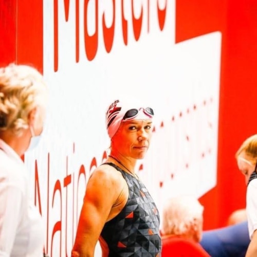 Master swimmer at swim meet